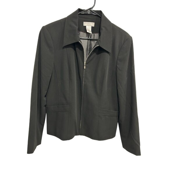 Black Worthington Works Stretch Separates Zip Up Jacket Notched Collar Sz 10 - Picture 1 of 10